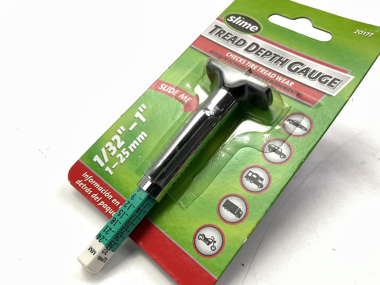 Slime 20177 Tread Depth Tire Gauge For Tire Shops - Checks Tread Depth On Tires
