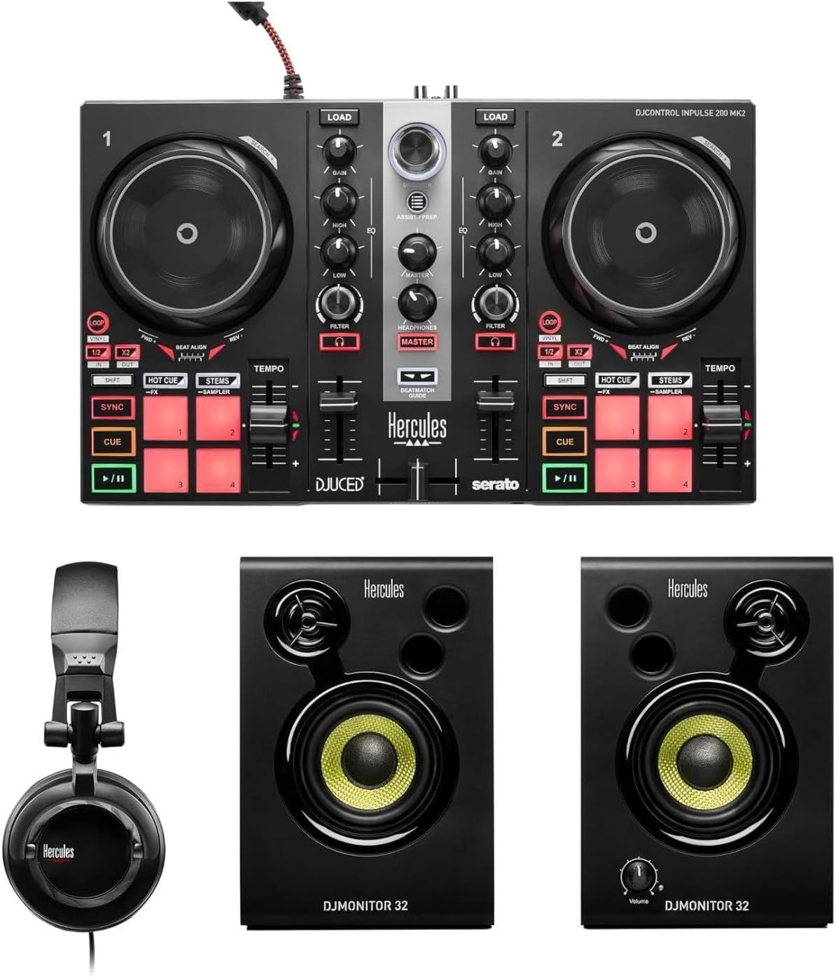 Djlearning Kit MK II Including the DJ Inpulse 200 MK II Controller, HD45 Headpho
