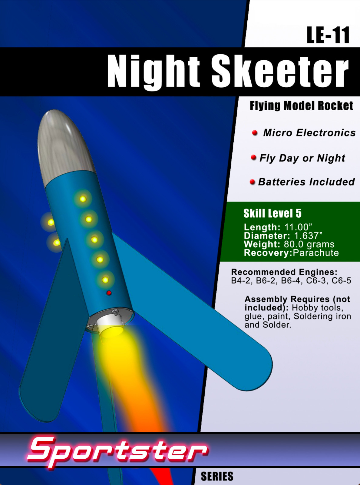 Leading Edge Rocketry, LLC Night Skeeter Model Rocket Kit  Advanced