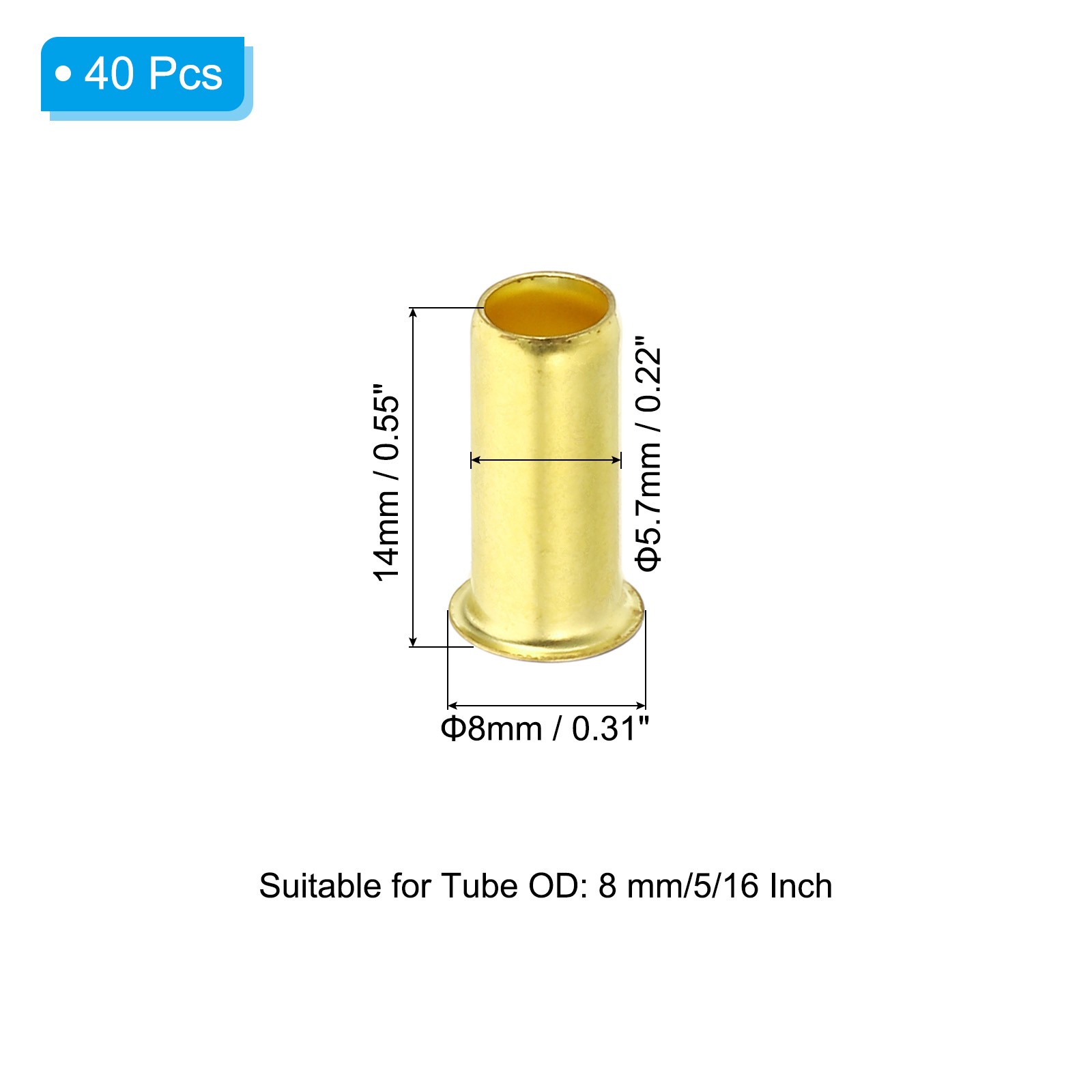40Pcs Brass Compression Insert Compression Insert Tube Support for 5/16" OD Tube