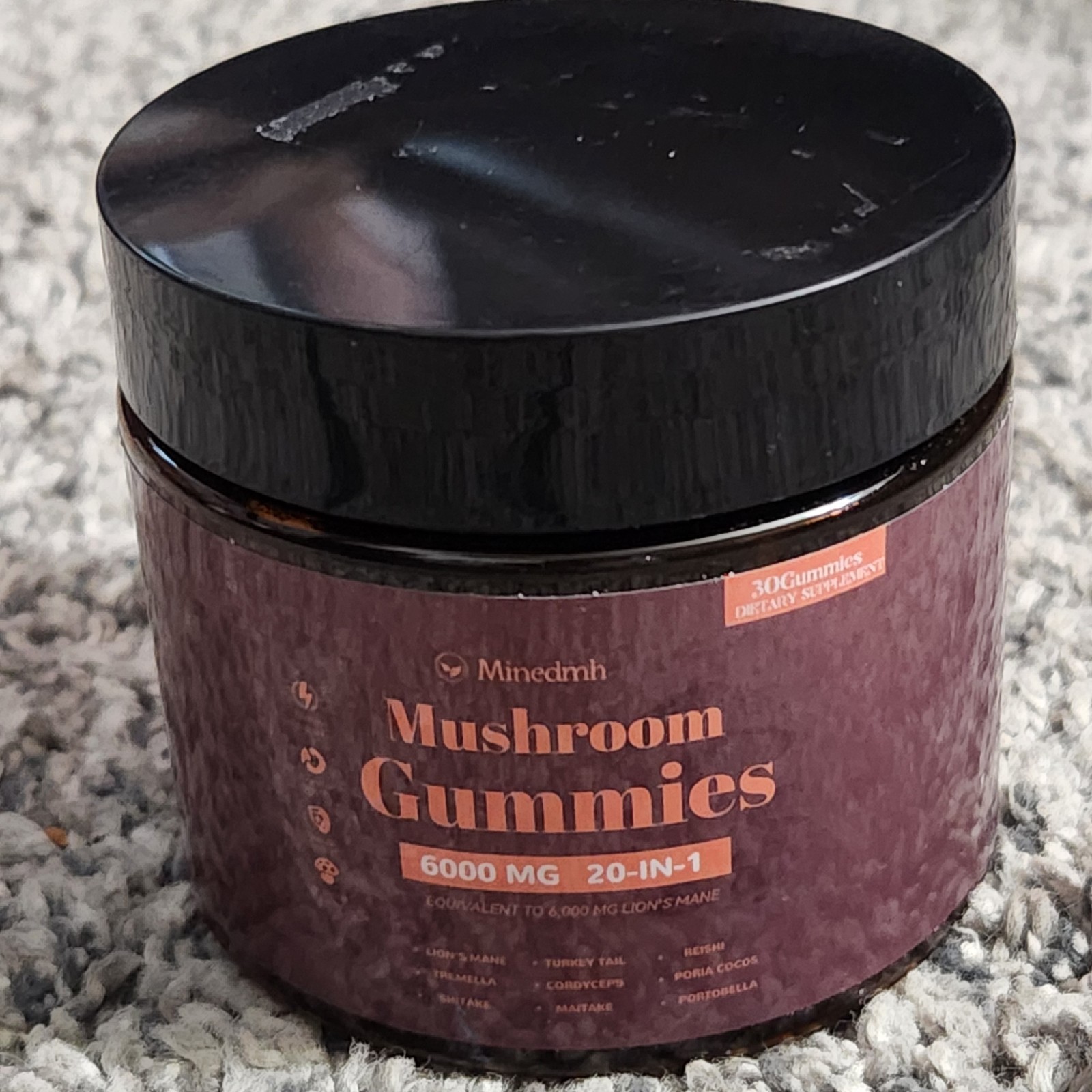 Minedmh Mushroom Gummies 6000 mg. 20-in-1 Exp. 6/2027 New 30 Pc.