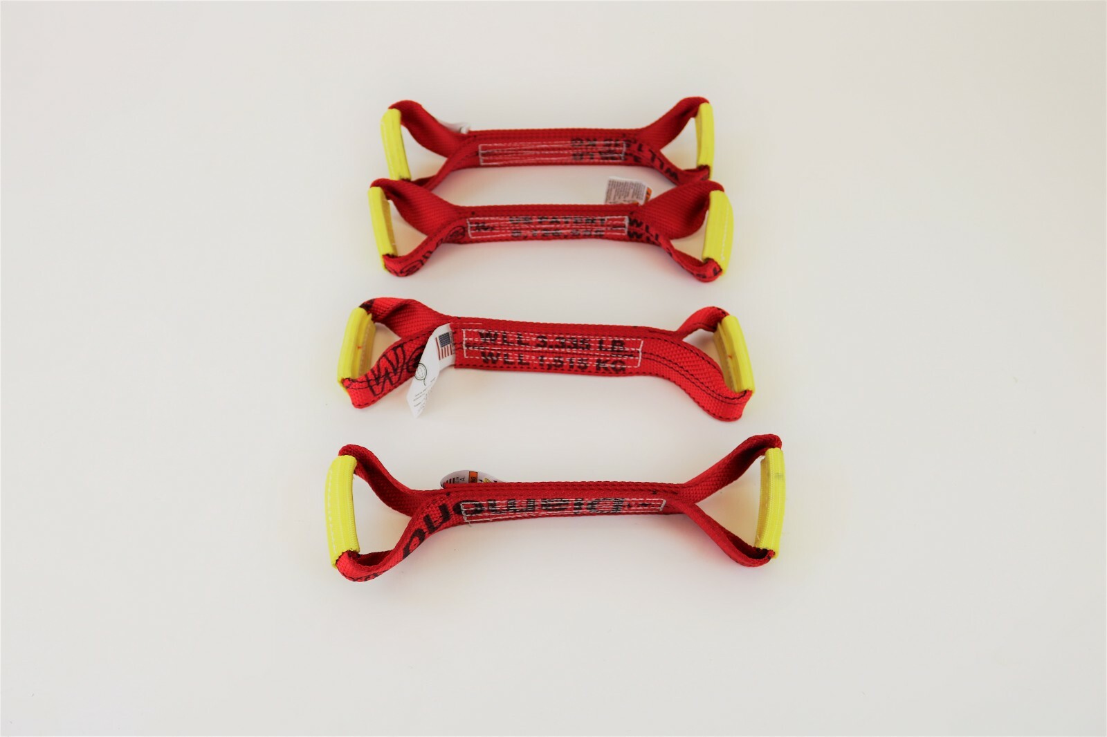 4 Pack of Red DIAMOND WEAVE Dog Bones for Rollback / Flatbed Wrecker Straps