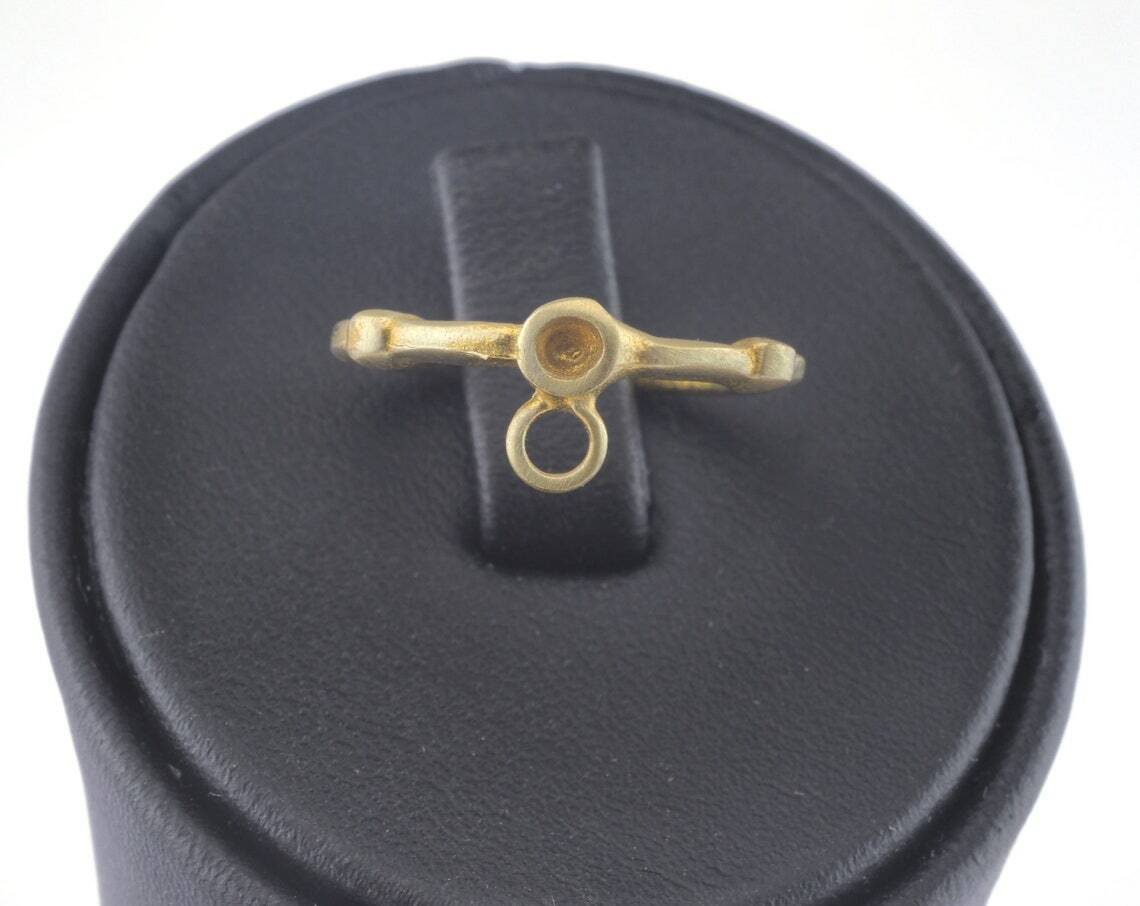 Adjustable Ring Loop Bezel Raw brass 16mm 5.5US inner size - Adjustable 2665