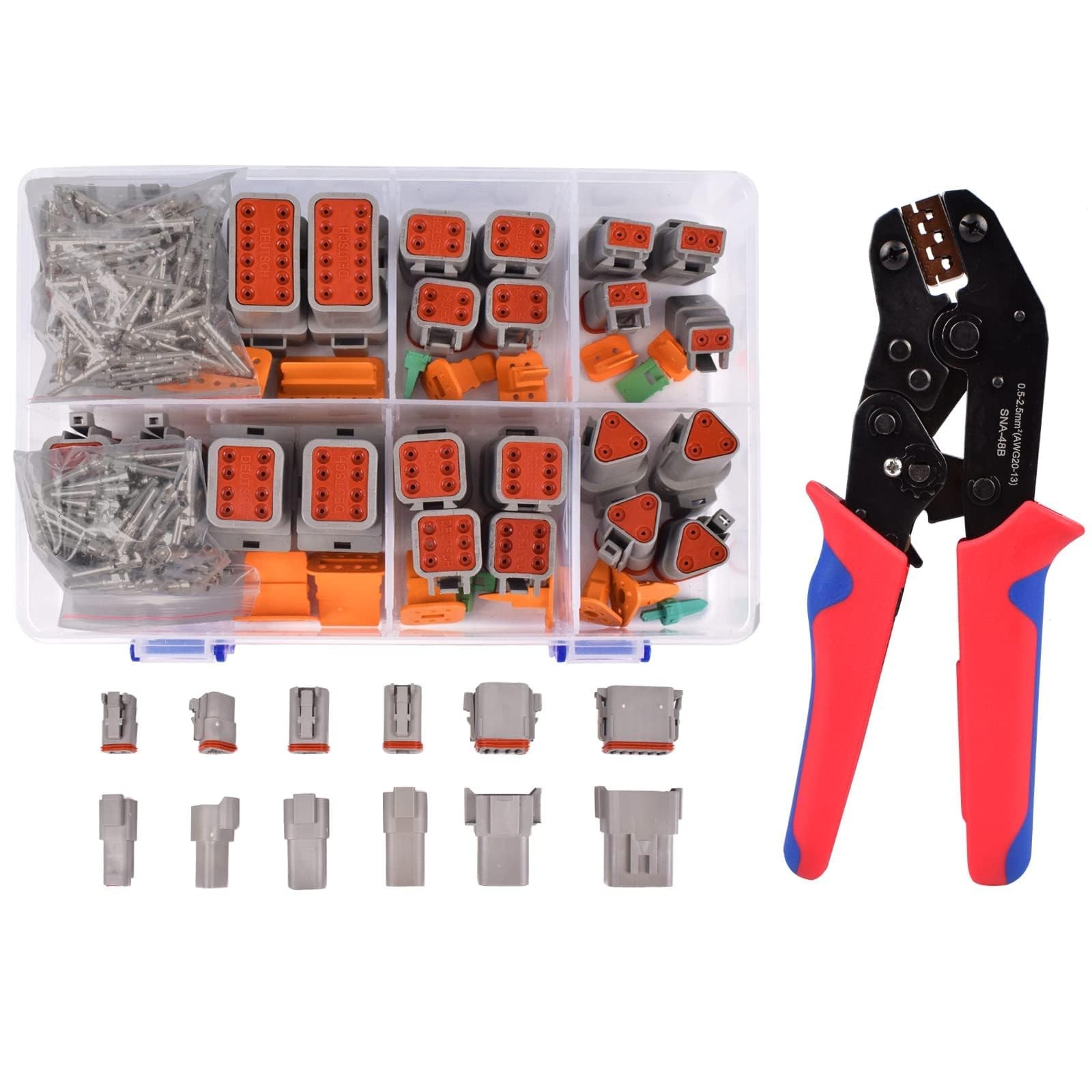 174Pcs DT Connector Kit with Ratcheting Crimper for Automotive Connectors