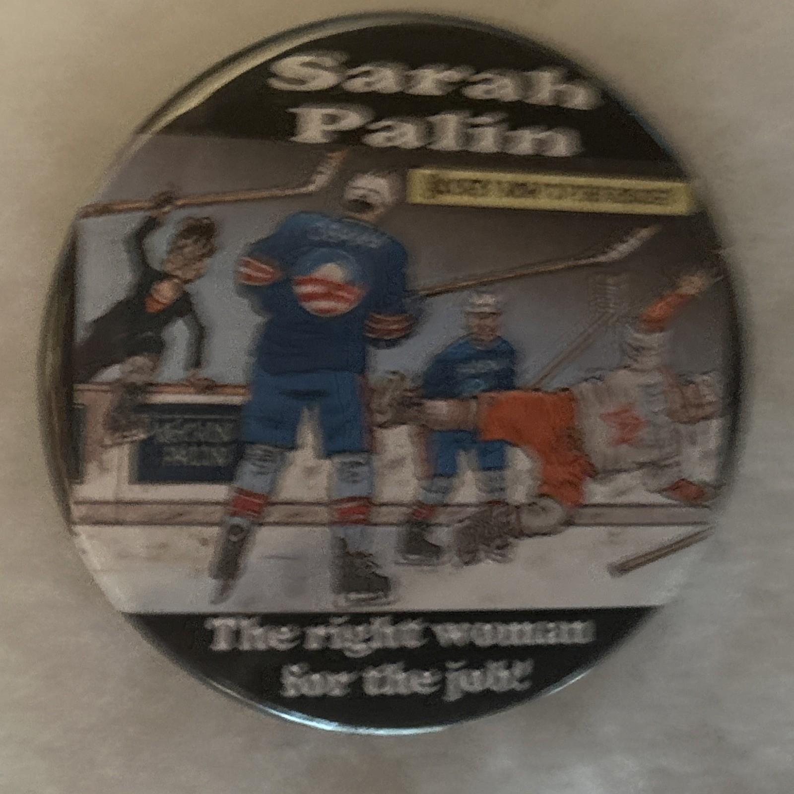 Sarah! Palin The Right Woman For The Job  3 1/2” pinback button pin