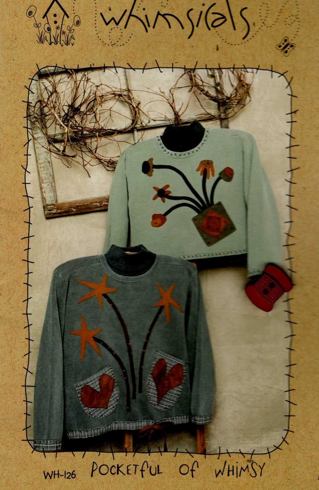 Pocketful of Whimsy Appliqued Sweatshirt Craft Pattern by Whimsicals WH126