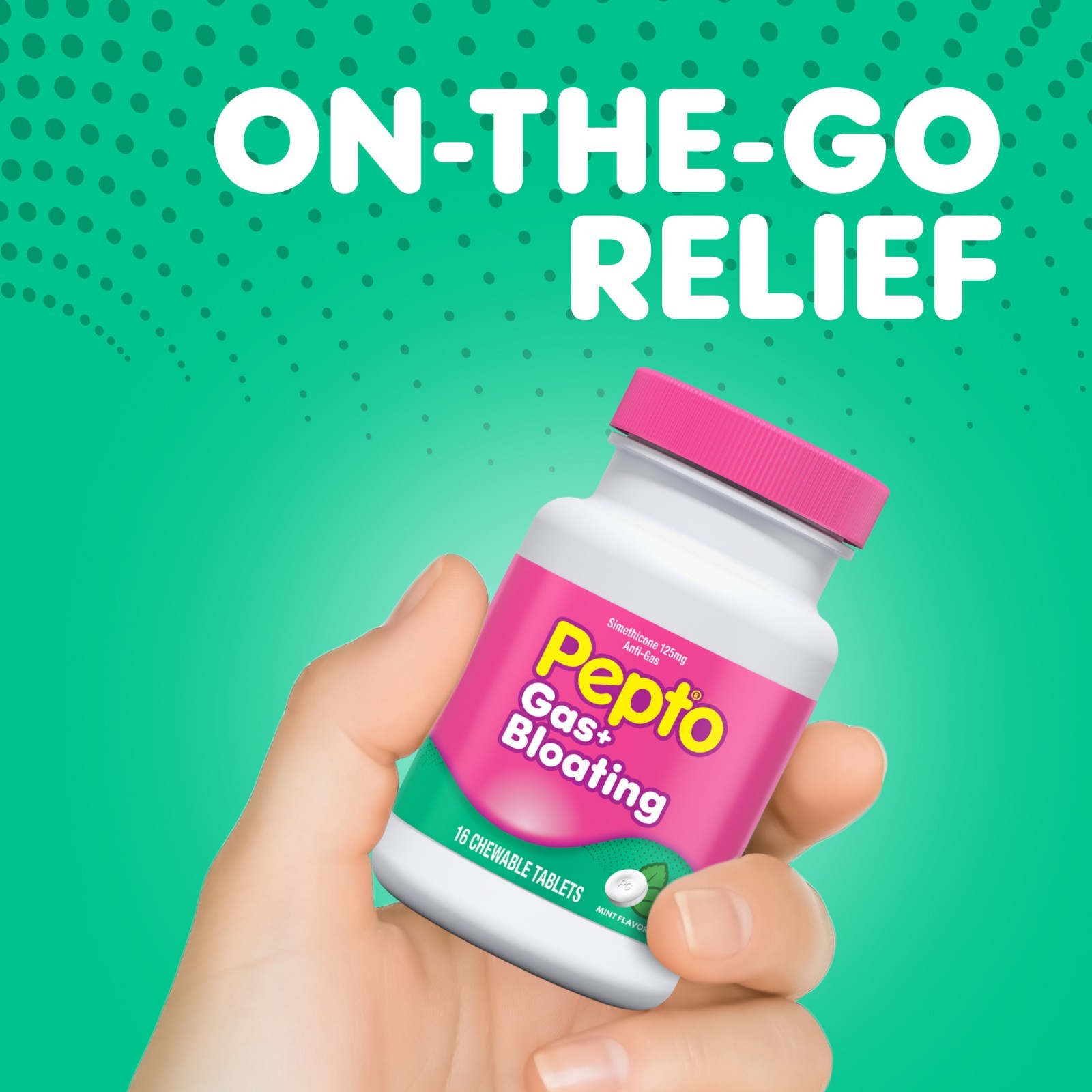 Pepto Gas + Bloating Mint Flavored Chewable Tablets 16ct
