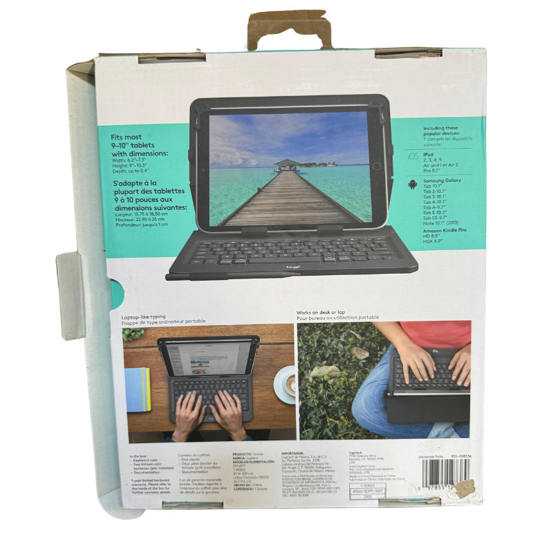 2-Pack Logitech Universal Bluetooth Keyboard Case for 9"–10" iPad Android Tablet