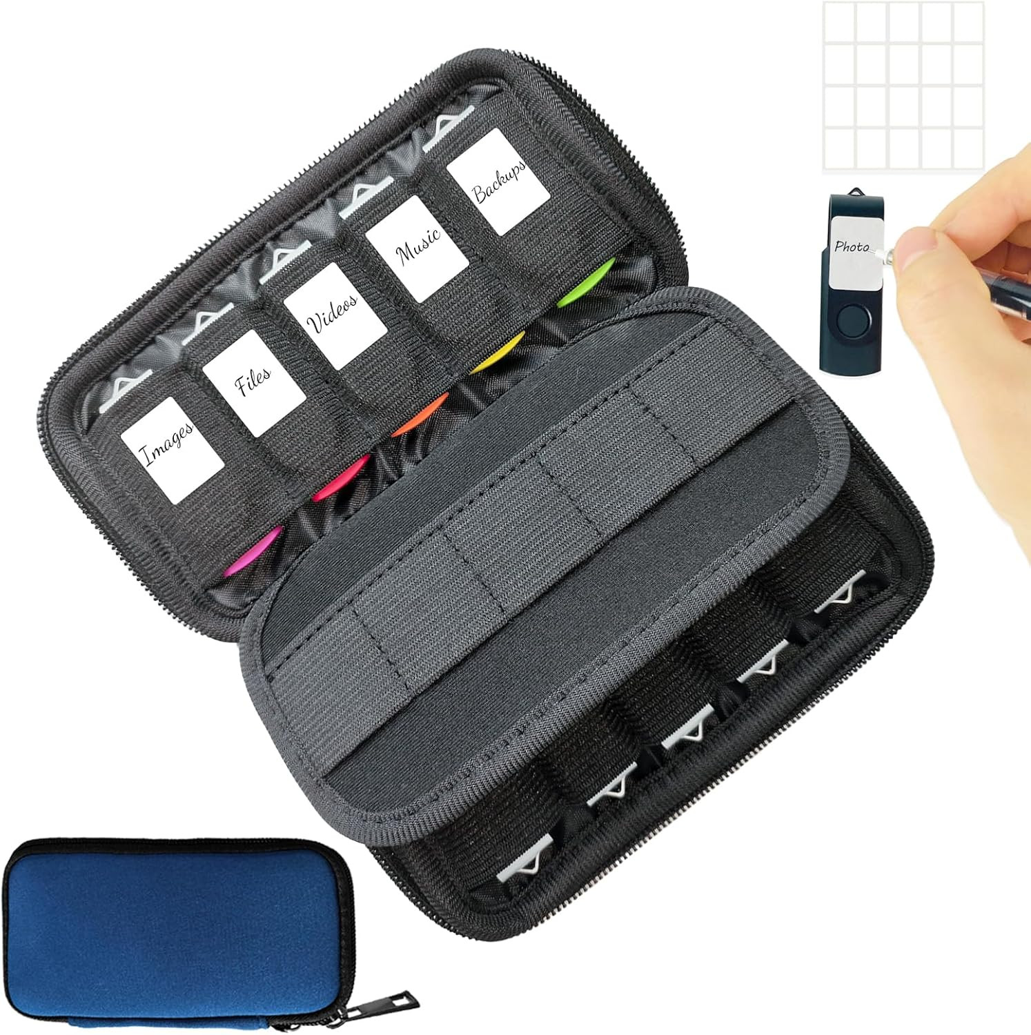 USB Flash Drive Case with 10 USB Drive Slots and 10 Memory Card Slots Storage Or