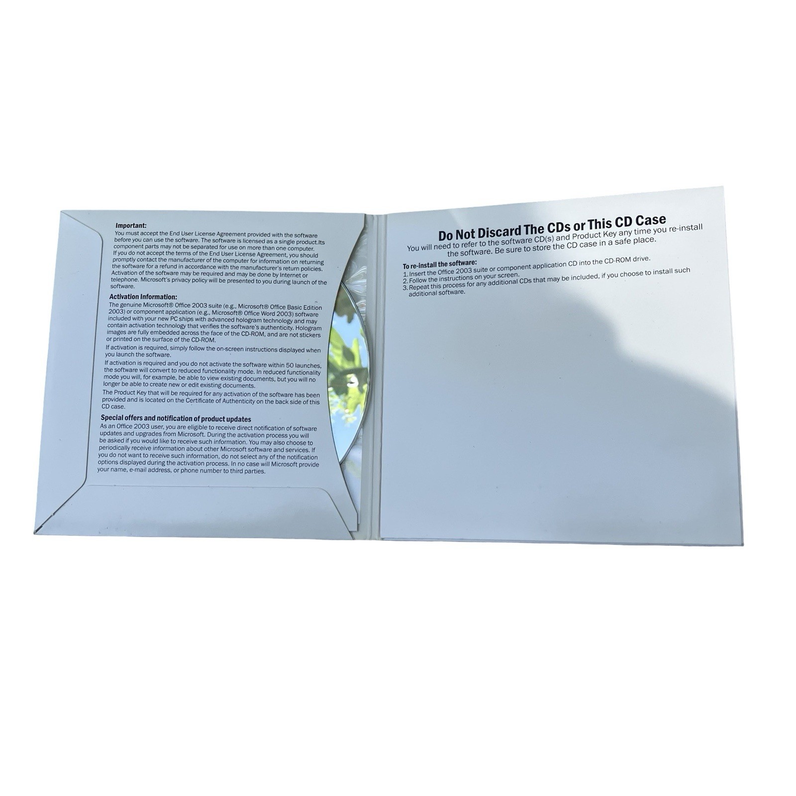 Microsoft Office 2003 Basic Edition With Product Key Disc CD OEM Word Processing