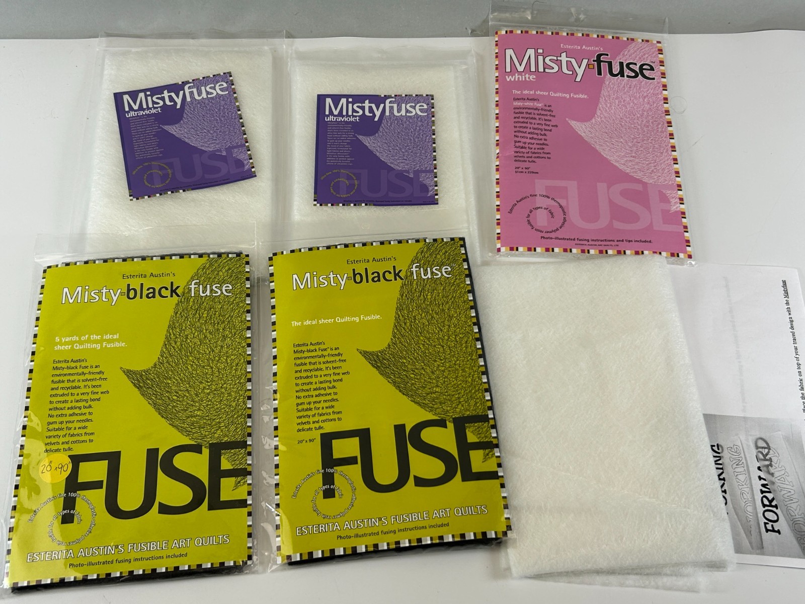 Misty Fuse Lot White Black Ultraviolet Lightweight Sheer Fusible Quilt Applique