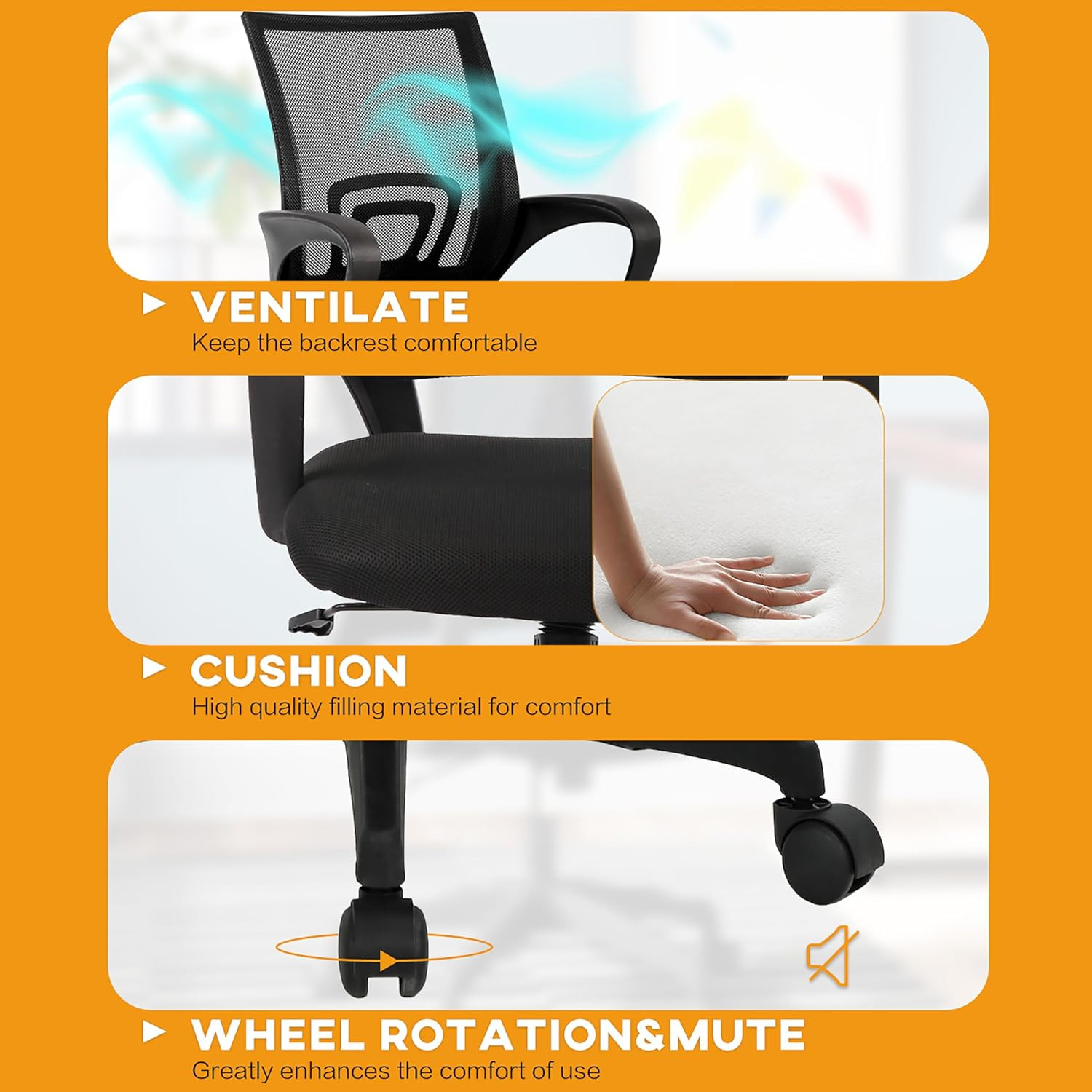 Ergonomic Hyacinth Mesh Desk Chair with Lumbar Support & Adjustable Height