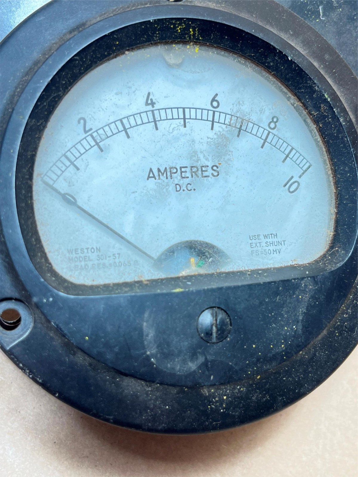 Weston 301-57 0-10 Amperes DC Panel Meter Welding Current