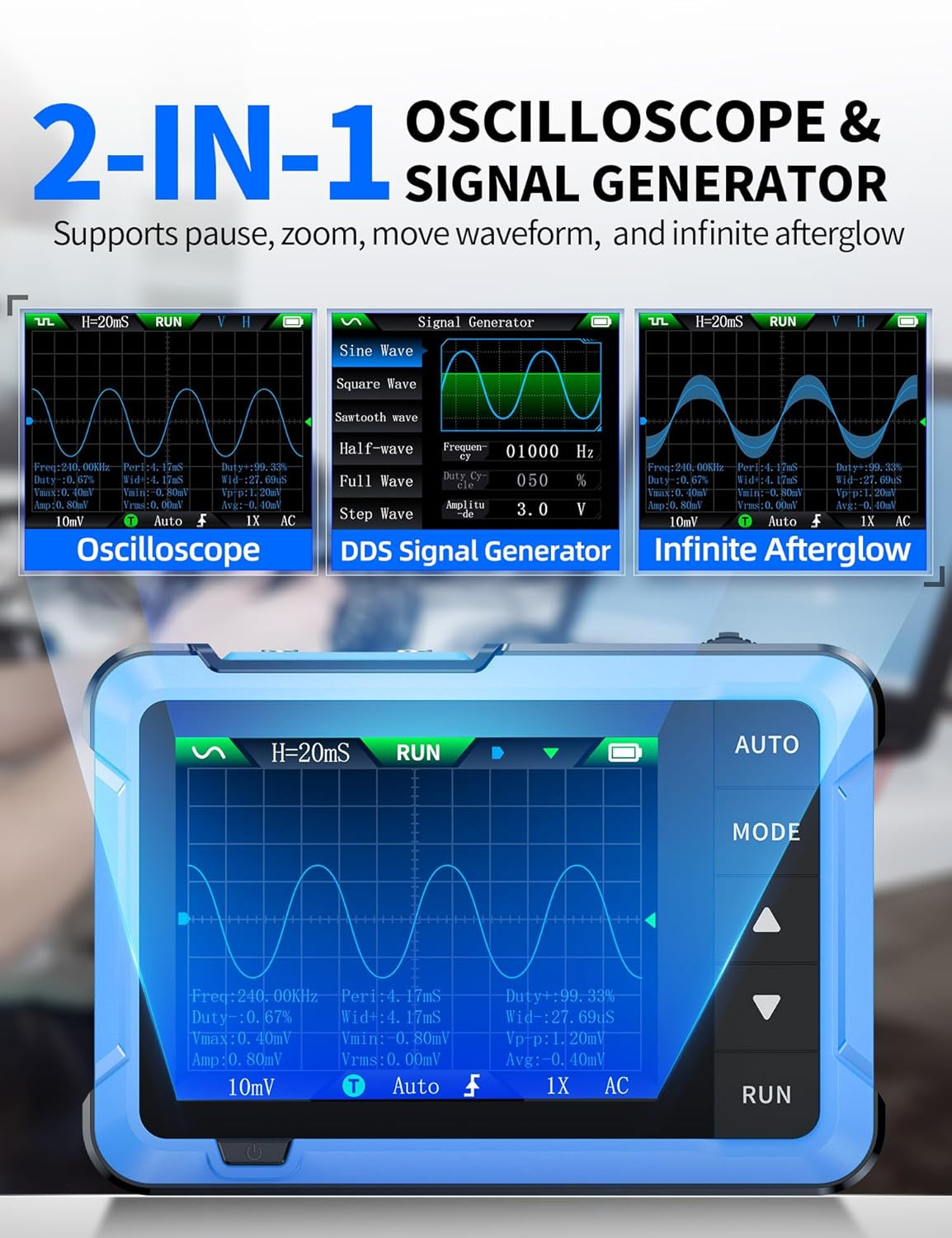 DSO-510 Handheld Oscilloscope/Dds Signal Generator 2 in 1, Digital Portable A...