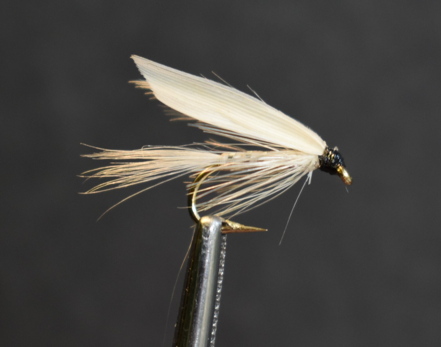 White Miller Black Head Wet Fly Fishing Fly Flies, 1 Fly, You Choose Size