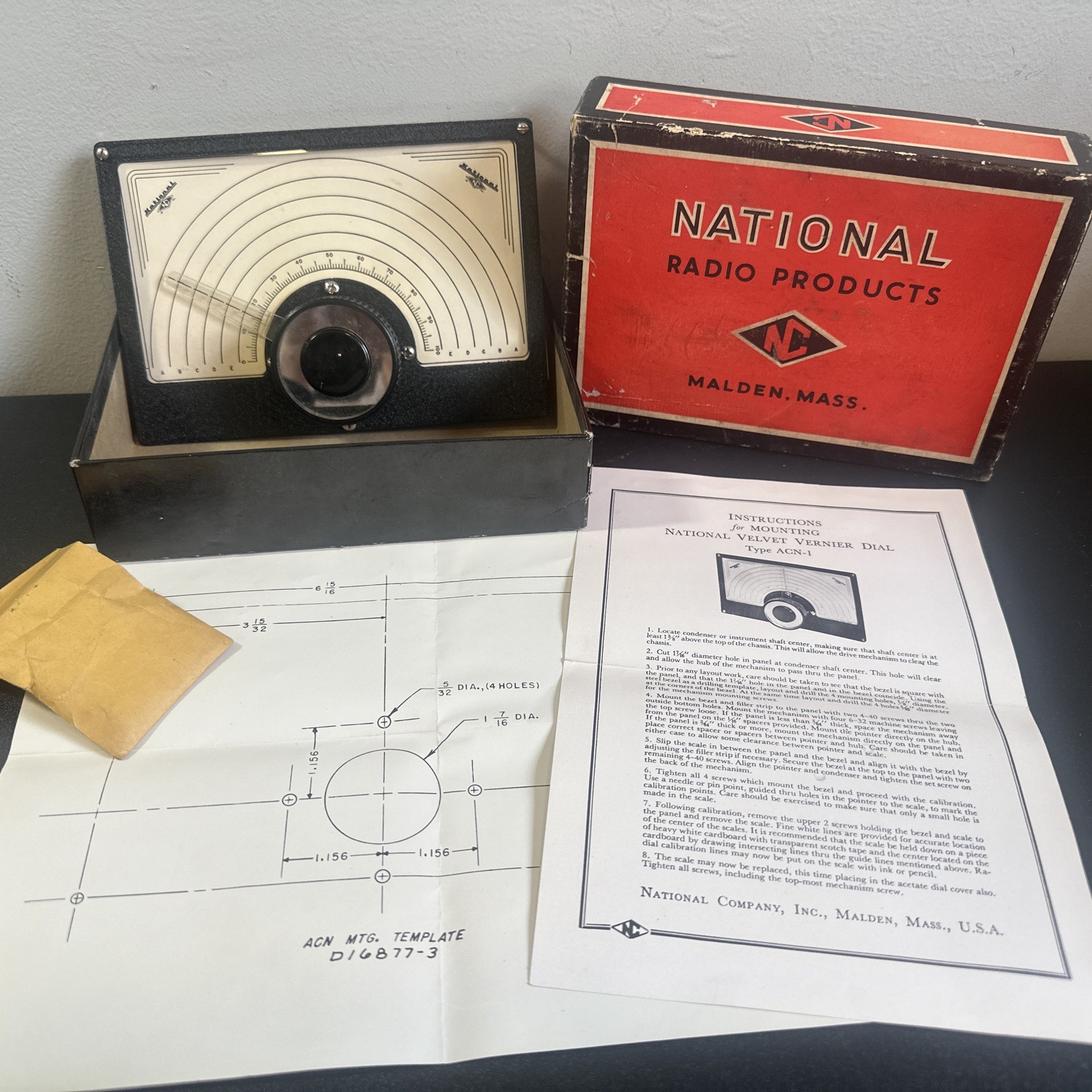 National velvet Vernier Dial Type ACN-1 Radio products Malden NOS See Pictures