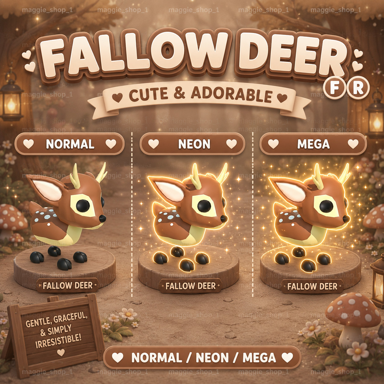 Fallow Deer FR Normal/Neon /Mega ✨ Adopt From Me Today ✨ Top Picks