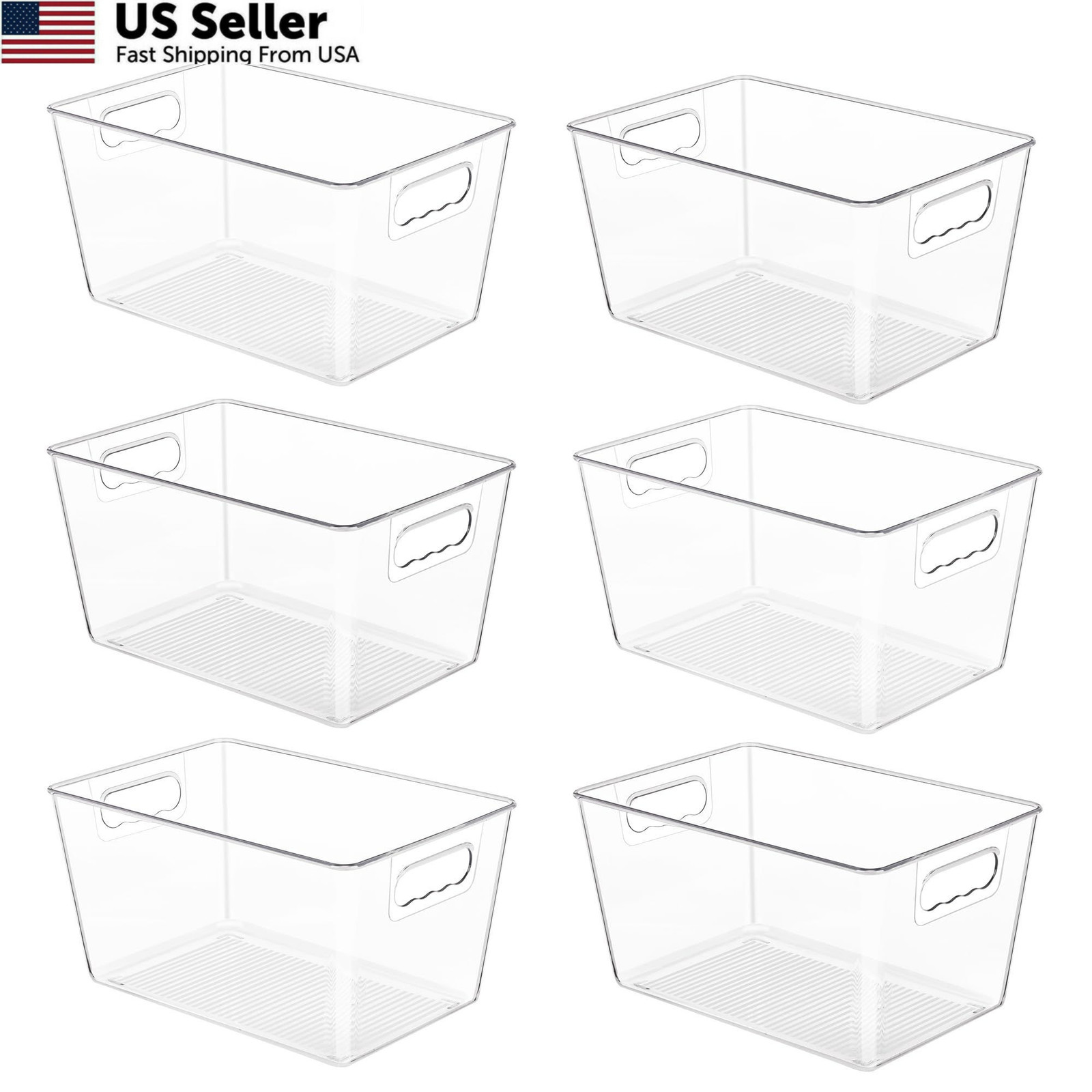 YIHONG 6 Pack Clear Pantry Organizer Bins, L(11.2"L x 7.5"W x 6"H), clear