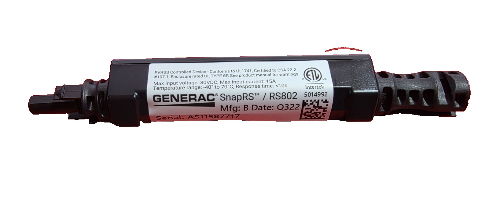 Generac SnapRS Inline Disconnect Device RS802