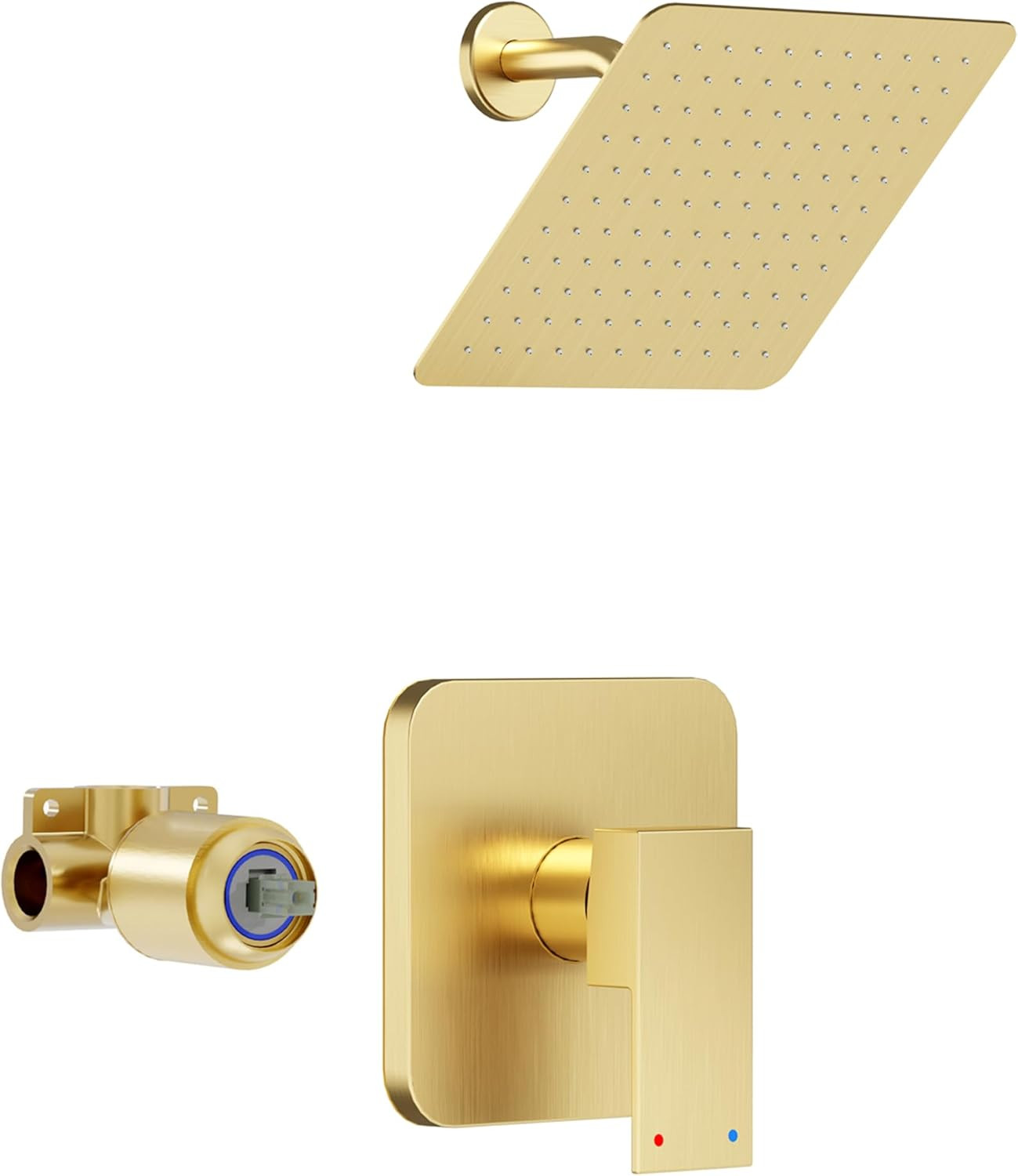 Shower Faucet Set, Gold Shower Faucet, All Metal 8-Inch Showerhead and Handle Se