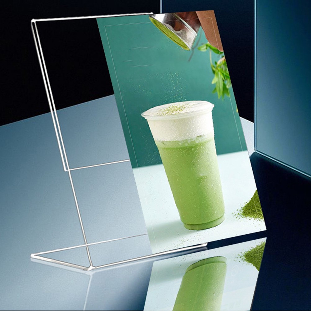 2 Pcs Transparent Acrylic Display Stand Sign Holder Desktop Menu Rack