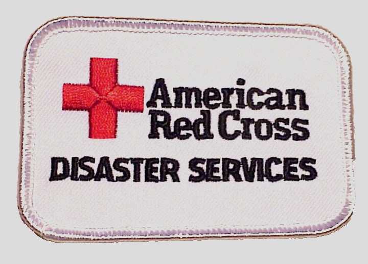 AMERICAN RED CROSS DISASTER  SERVICE ( WHITE )  PATCH     2 1/4 " x 3 1/2  INCH