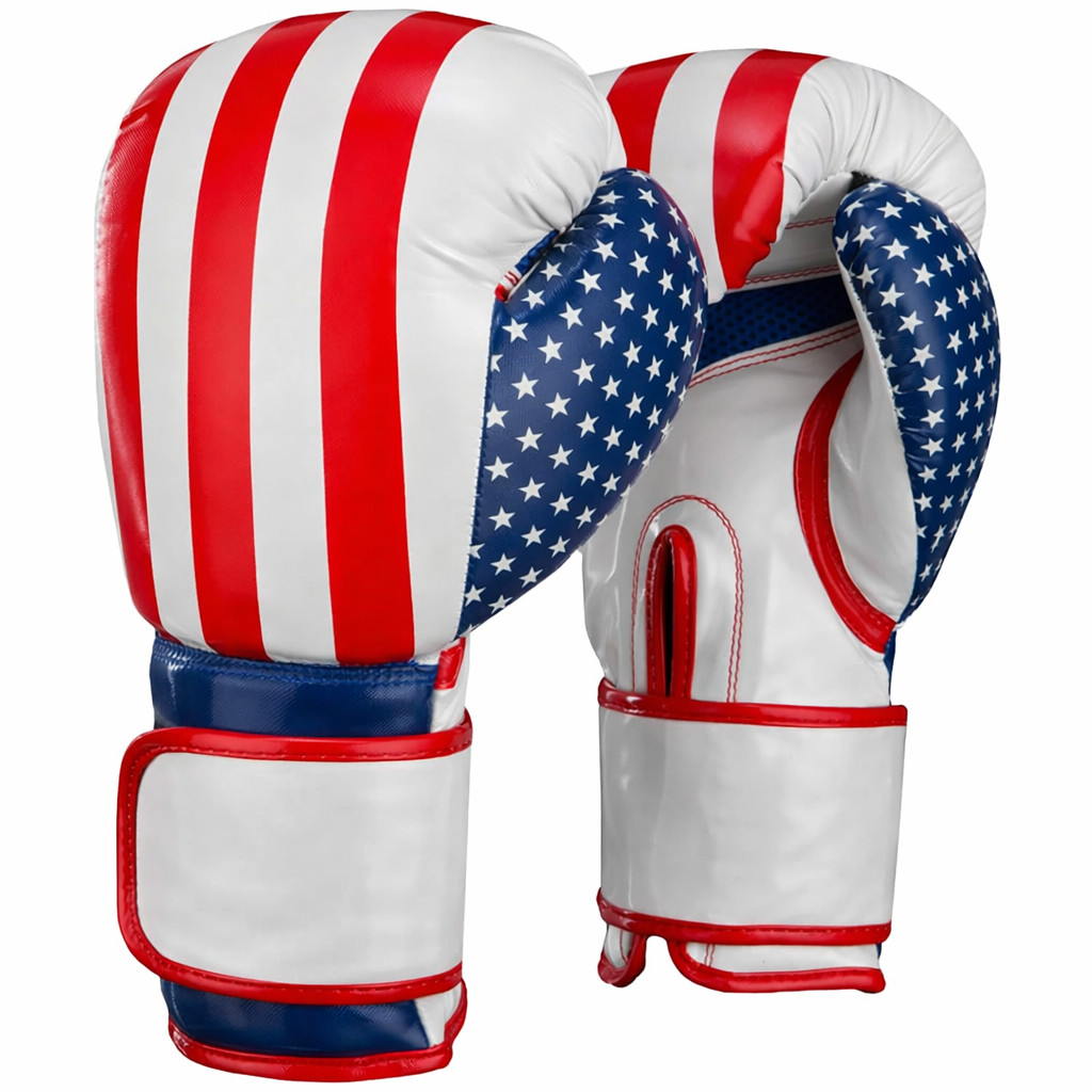 USA Flag Style Boxing Gloves Red White Blue Training Sparring Gloves/