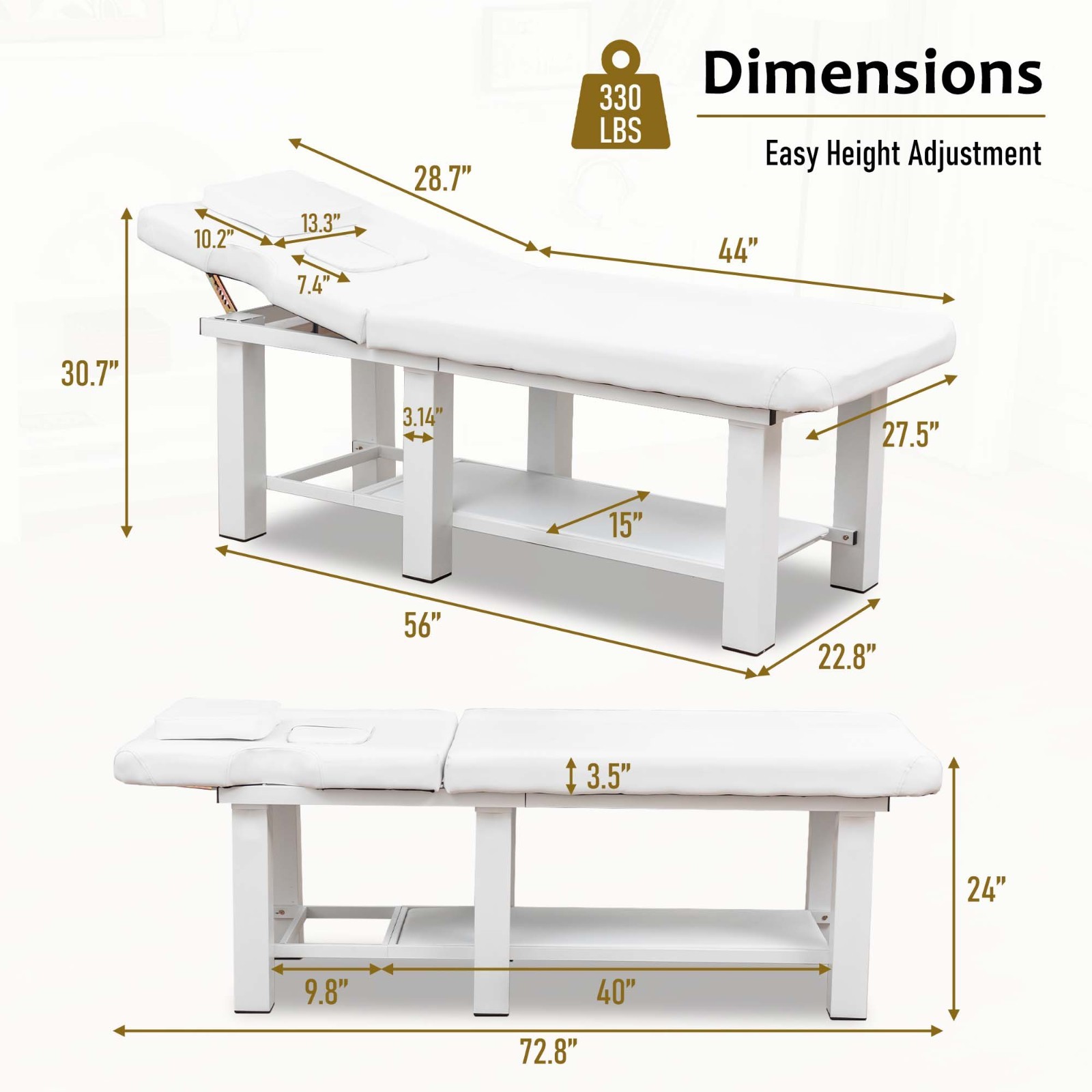 Multi-Function Professional Massage Therapy Table, White