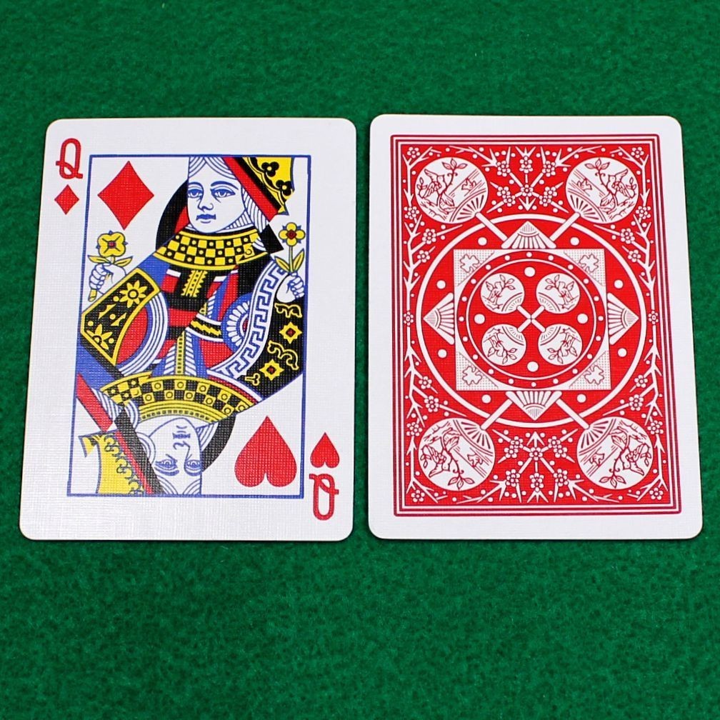 Queen of Diamonds / Hearts, Diagonal, Tally-Ho Red Fan Back, Gaff Card