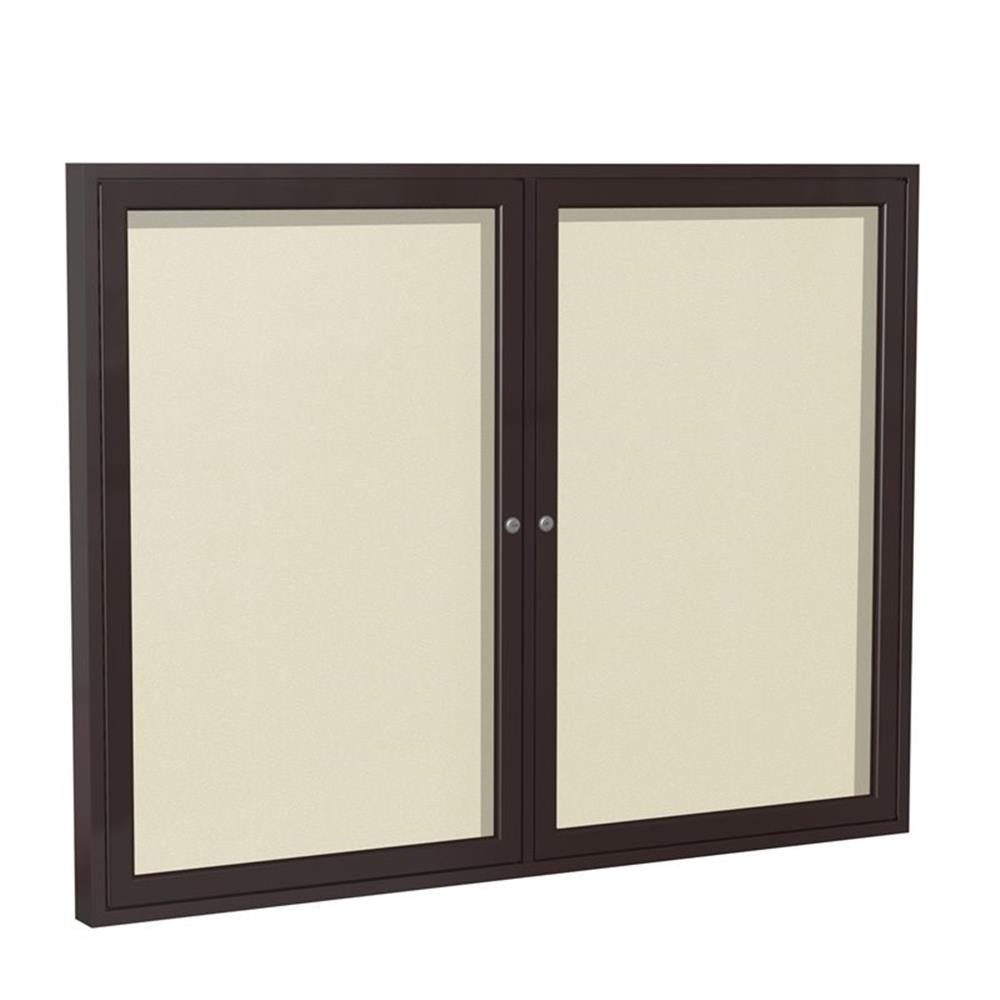Ghent's Vinyl 48" x 60" 2 Door Enclosed Bulletin Board in Ivory