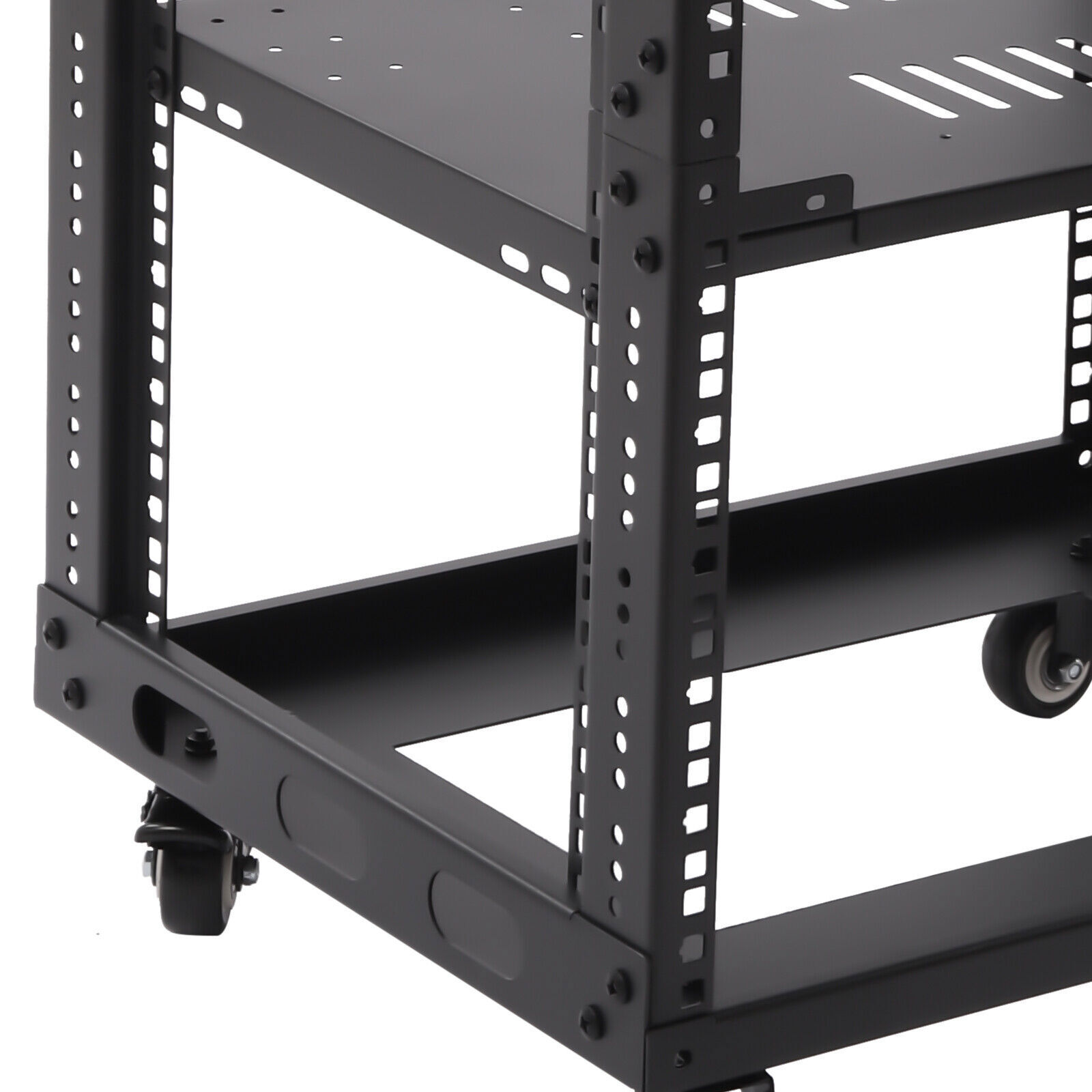 18U 4 Post Open Frame 18.5" Network Server Rack on Caters Adjustable Partition