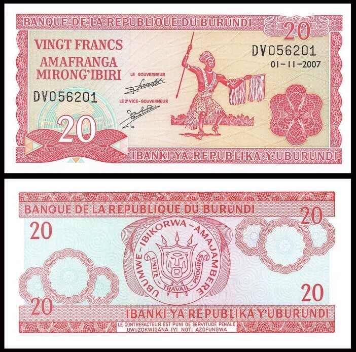 BURUNDI 20 Francs, 2005, P-27, UNC World Currency