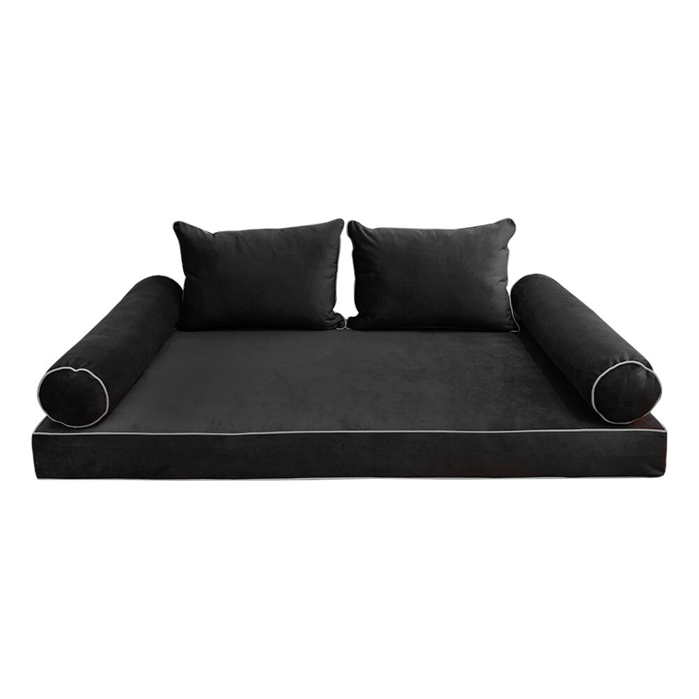 COVER ONLY Model V4 Full Velvet Contrast Pipe Indoor Daybed Mattress AD350