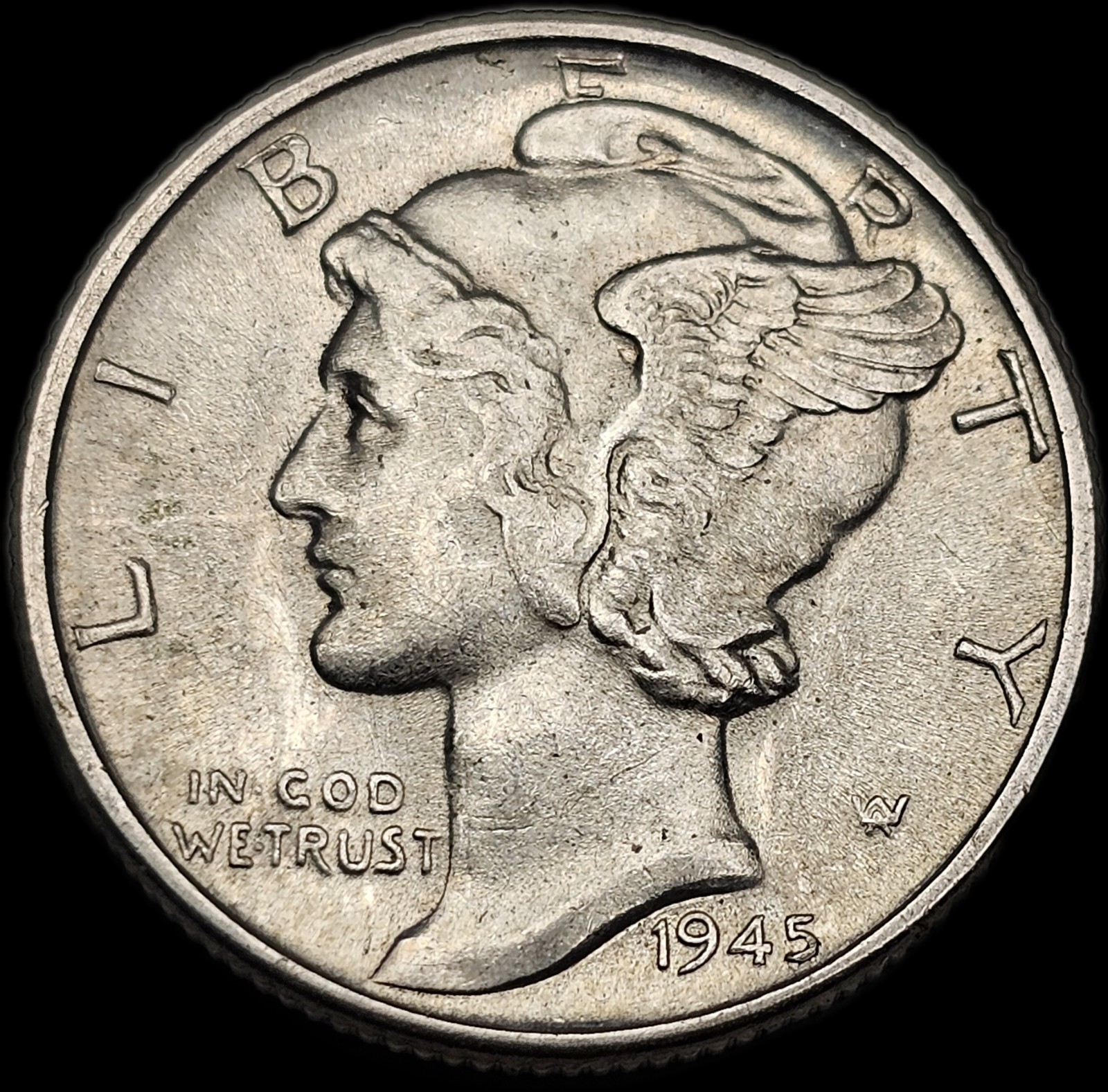 1945 Mercury Dime AU Free USA Shipping 10c Silver