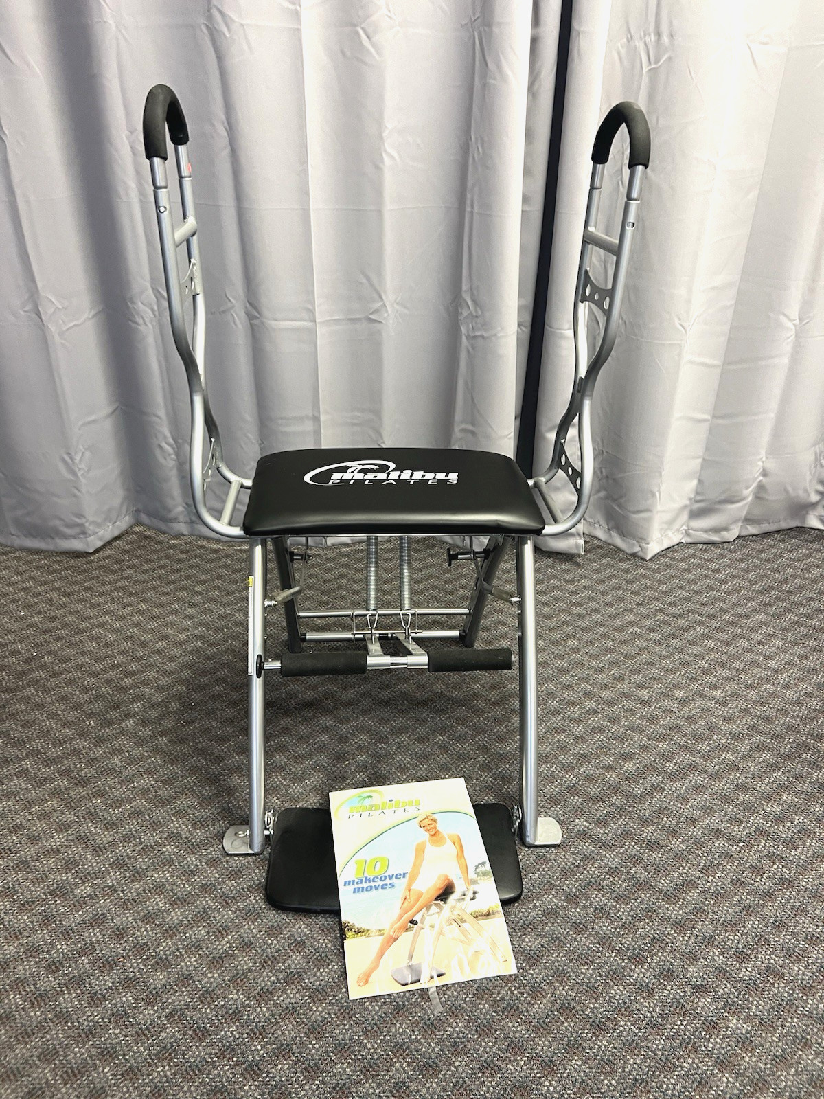Malibu Pilates Folding Abs Full Body Workout Fitness Bench Chair w Handles core