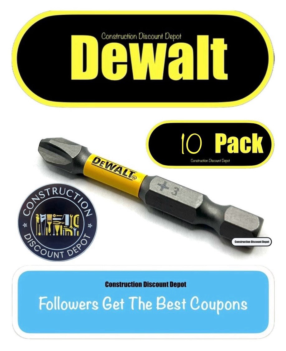 10 Pack Dewalt Maxfit Ultra Bit Phillips #3 PH3 2in. IMPACT READY 2" Drill Bits