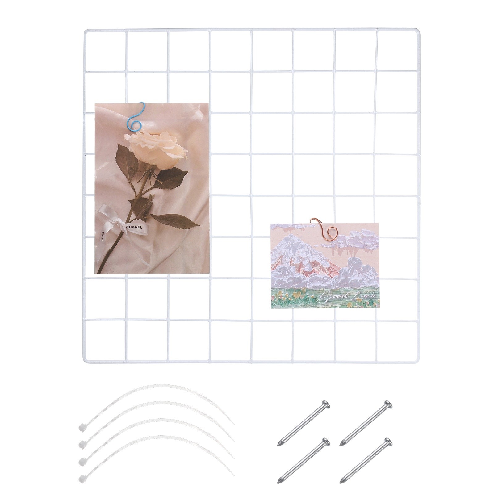 Grid Wall Panels, 15.7" x 15.7" Display Holders Hanging Frame, White