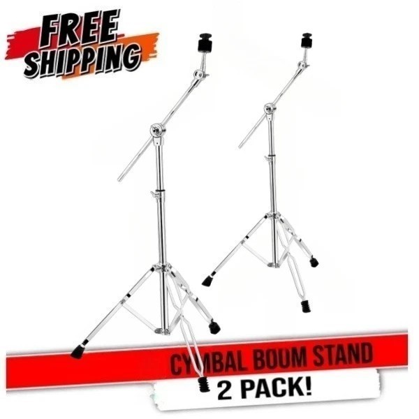 2XCymbal Straight Boom Stand Double Braced Heavy Duty Thicken Alloy Support Rack