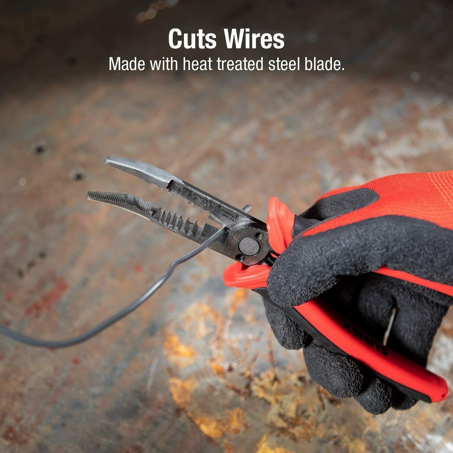 SUNEX PISTOL GRIP MULTI-FUNCTION WIRE STRIPPER CUTTER PLIERS NEEDLE NOSE #3621