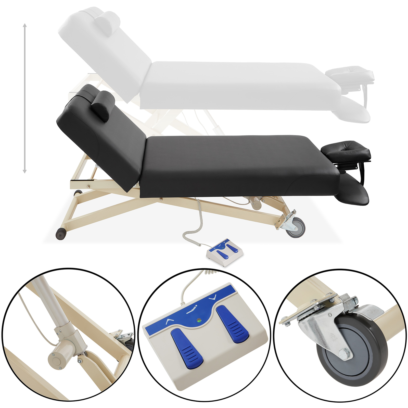 Professional Electric Lift Massage Table Adjustable Back with Accessories