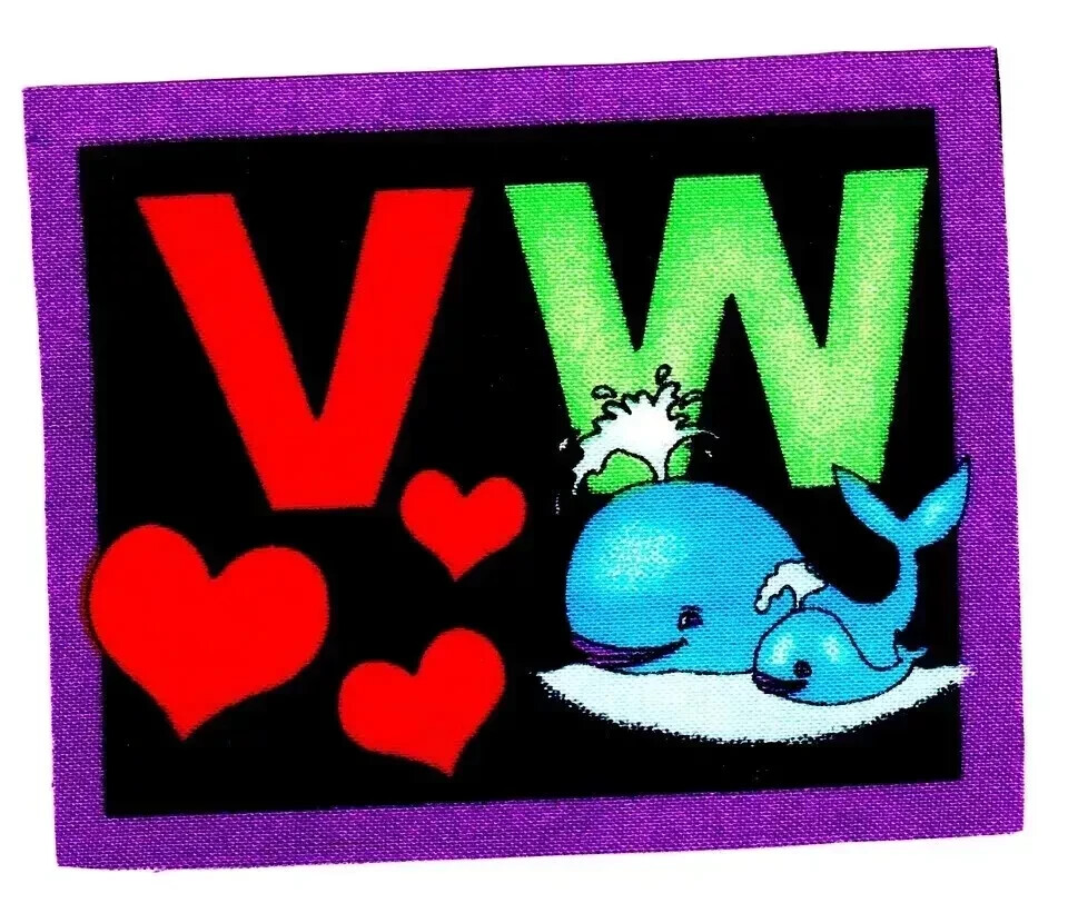 letter w whale fabric applique iron on not embroidered 3.5 inch 1pc new