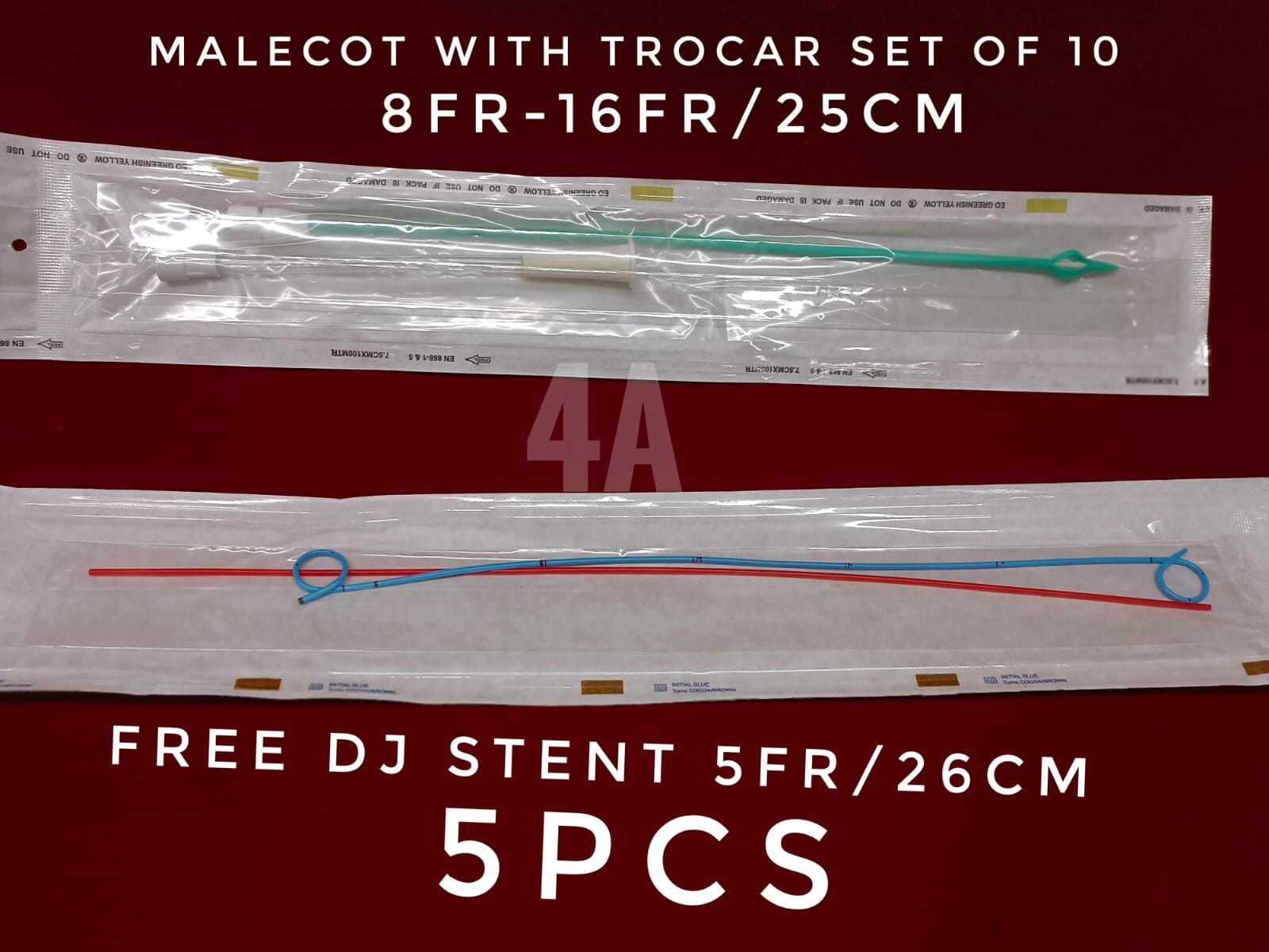 4A MALECOT WITH TROCAR UROLOGY 8-16 Fr/25cm set of 10+ 5FR/26CM  DJ STENT 5PCS