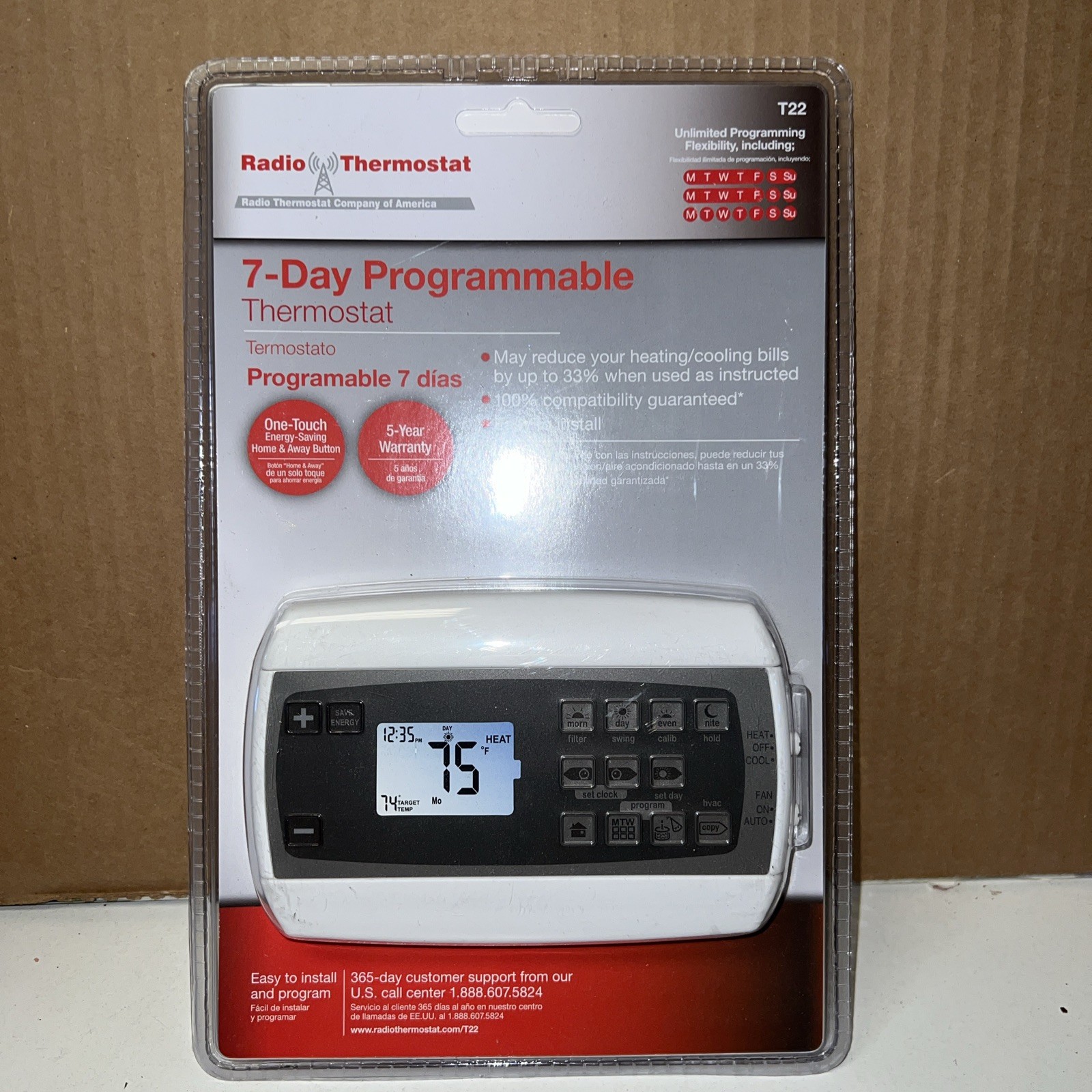 Radio Thermostat 7-day Programmable  T22- NEW IN PACKAGE! Energy Saving