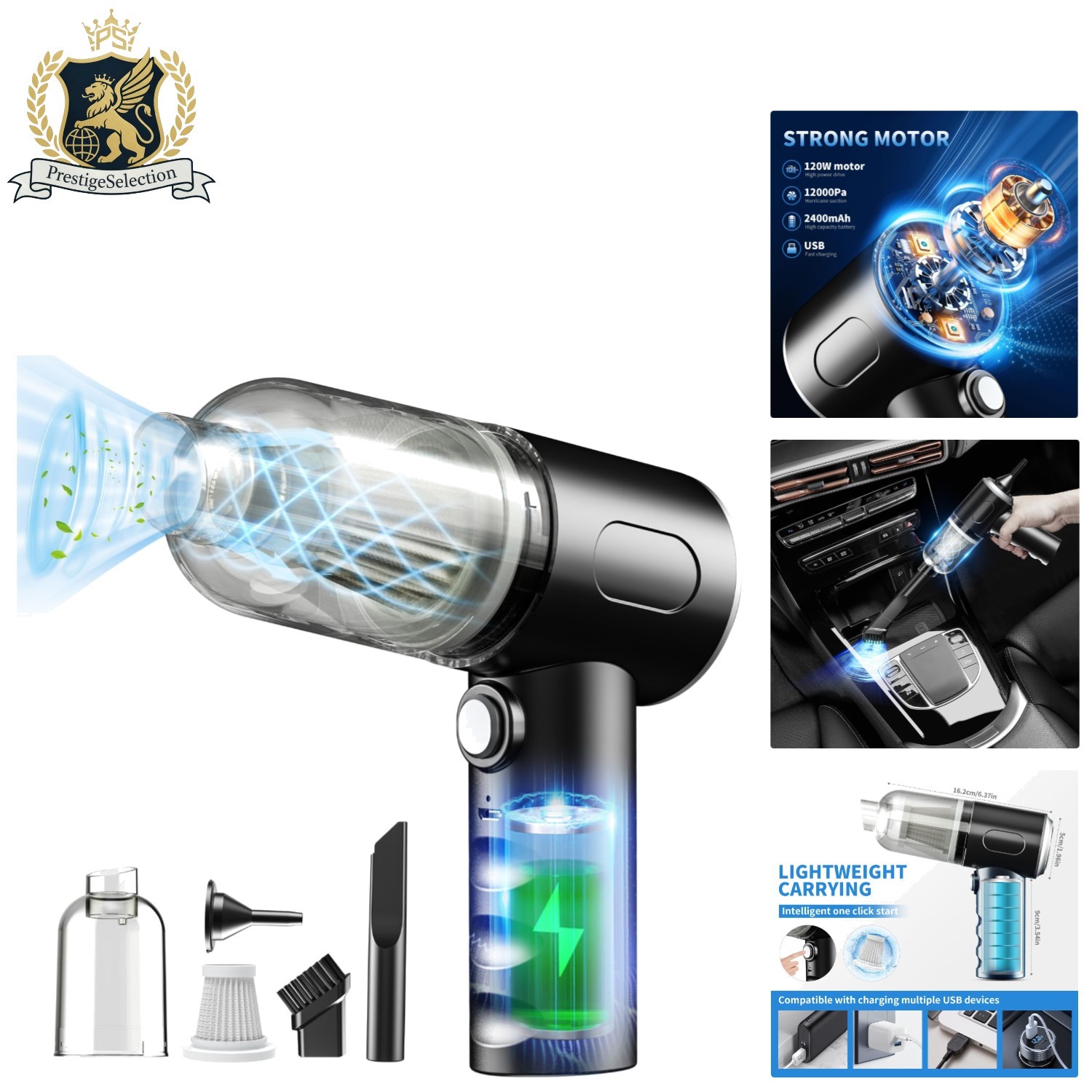 Portable Mini Vacuum with Compressed Air Duster – Effortless Cleaning Solution