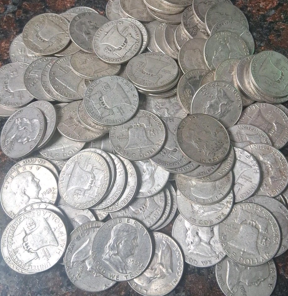 1948-1963 Franklin Half Dollars , 90% Silver, Random Date, Mint Marks