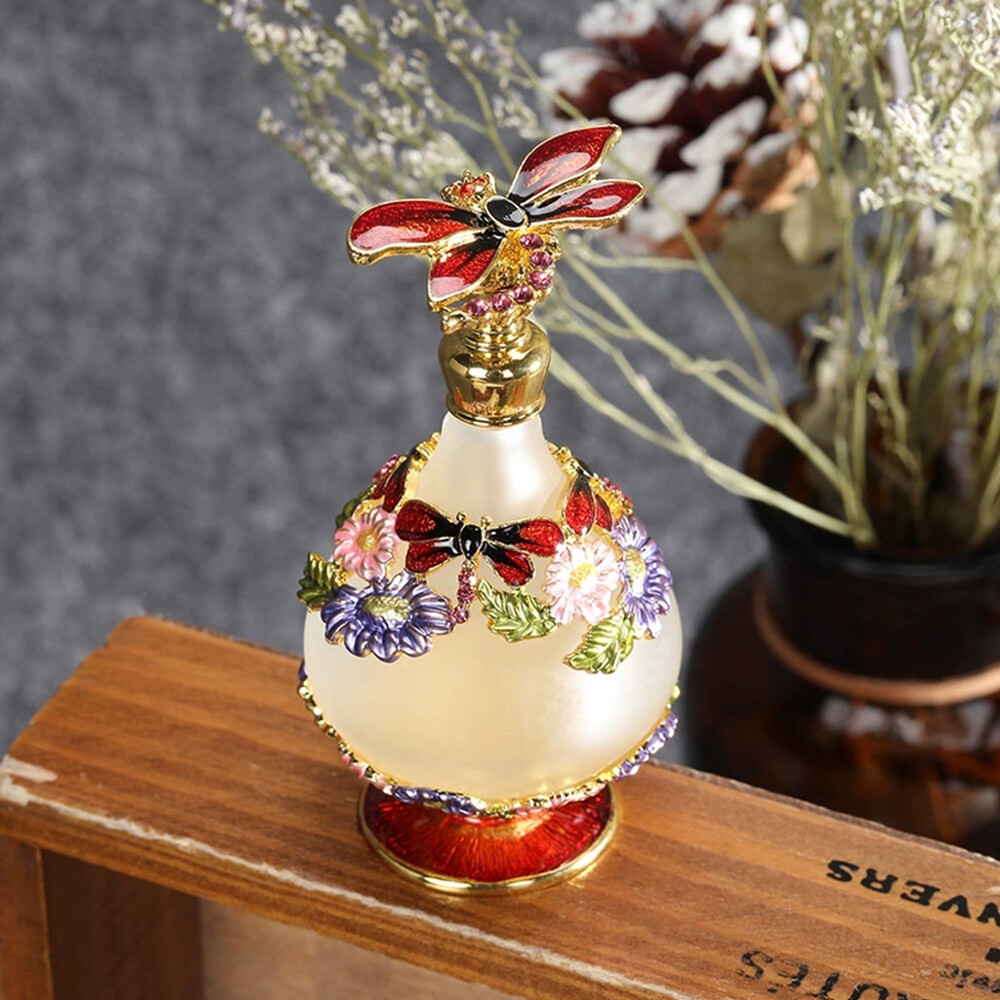 25ml Butterfly Pattern Perfume Bottle Glass Refillable Cosmetic Container Decor