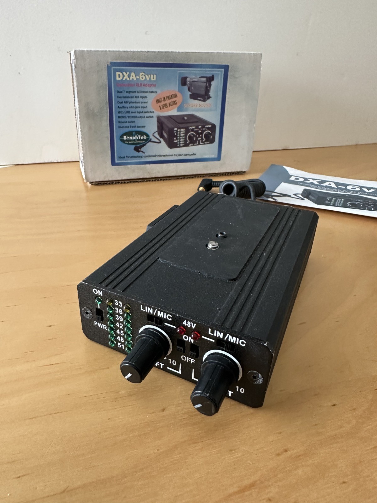 Beachtek DXA-6vu Camcorder XLR Audio Adapter -  2-Channel 48-Volt Phantom Power