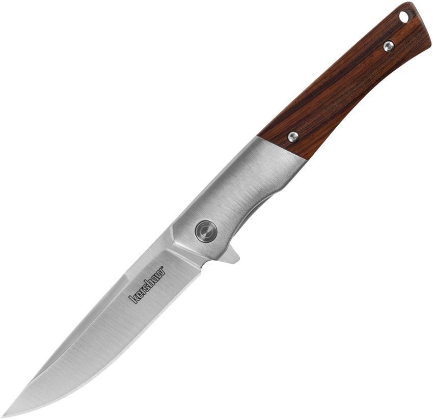 Kershaw ENHANCE Spring Assist SPEEDSAFE Flipper Knife Brown Wood Handle KAI 1419