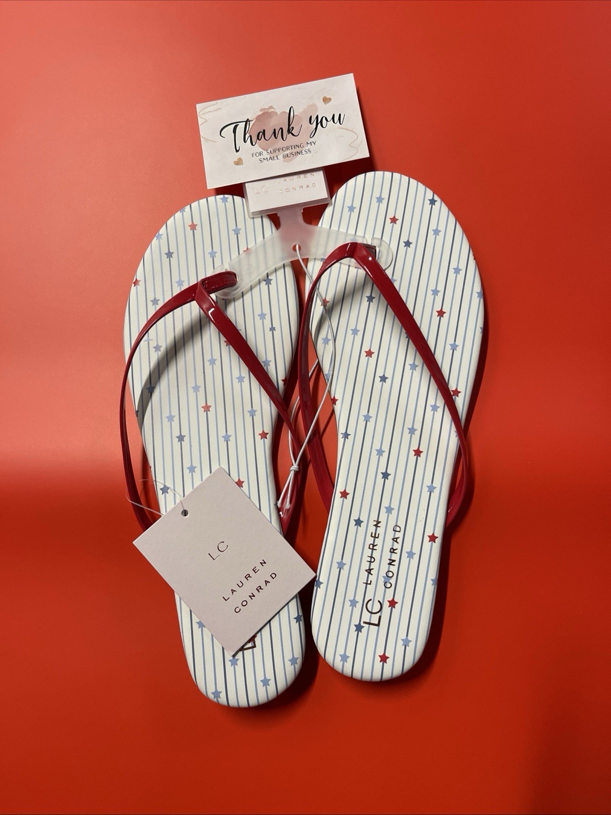 NEW Size 9 Lauren Conrad Red, White & Blue Patriotic Flip Flop Vogue Fun Sandal