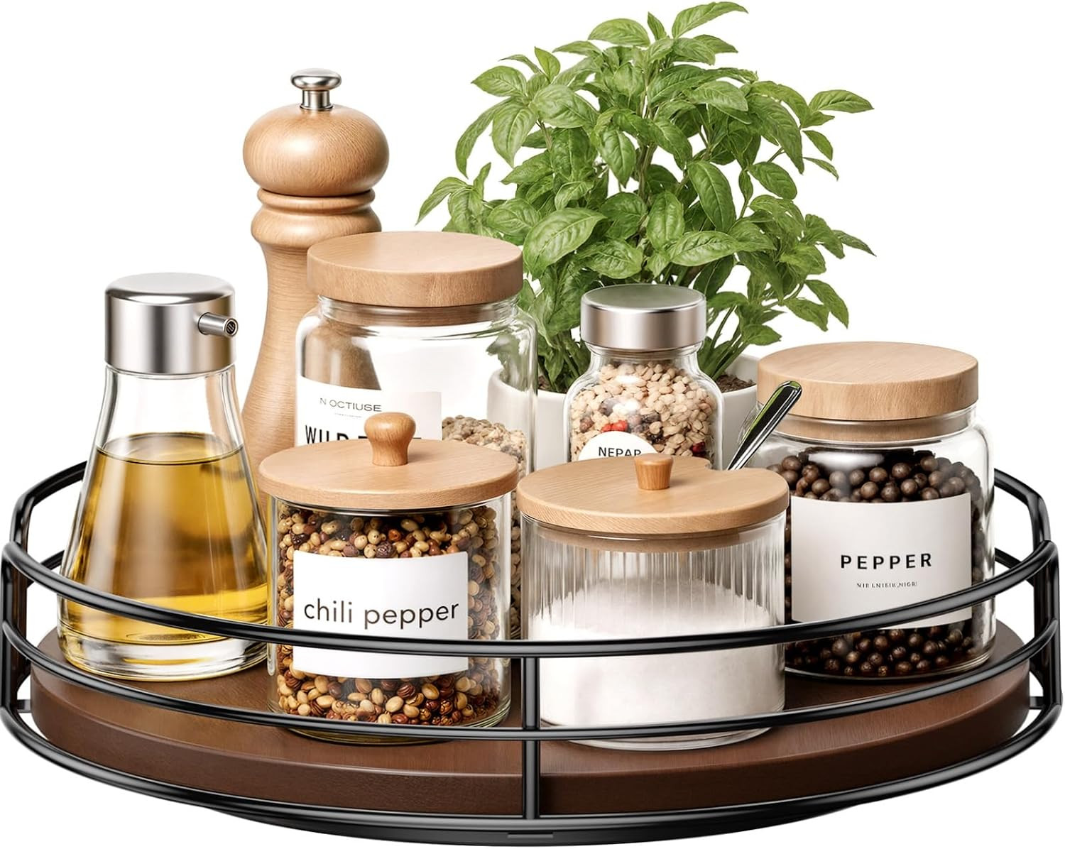 10" Lazy Susan Turntable for Table Top, Wooden Lazy Susan Organizer